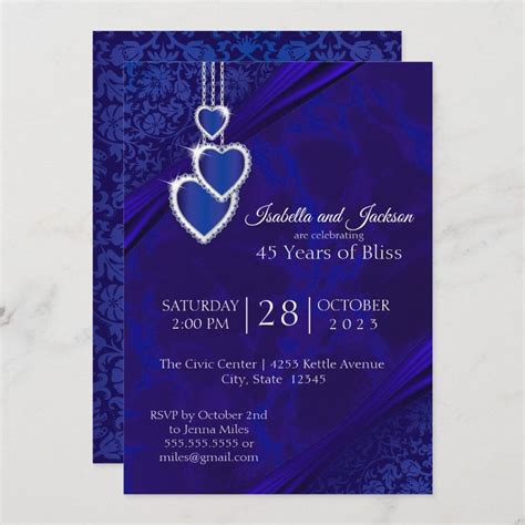 45th 65th Sapphire Wedding Anniversary Design Invitation Zazzle