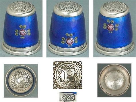 Vintage Enameled Roses Sterling Silver Thimble By Karl Heinz Prandl