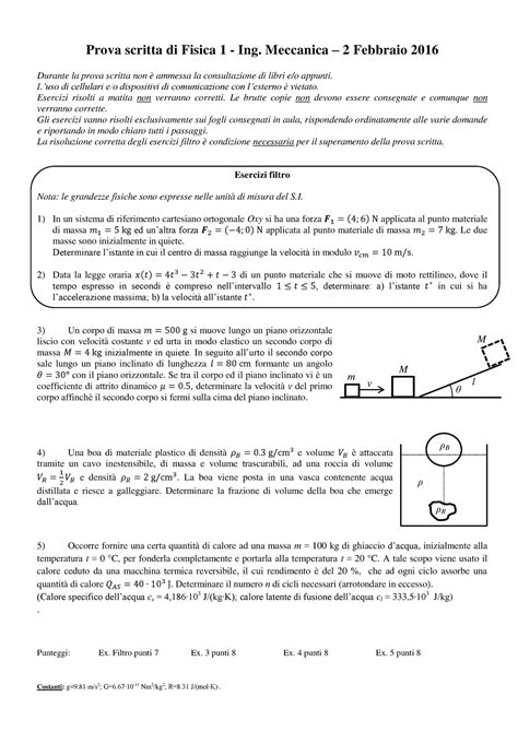 Prova D Esame Svolta Fisica Febbraio Prova Scritta Di