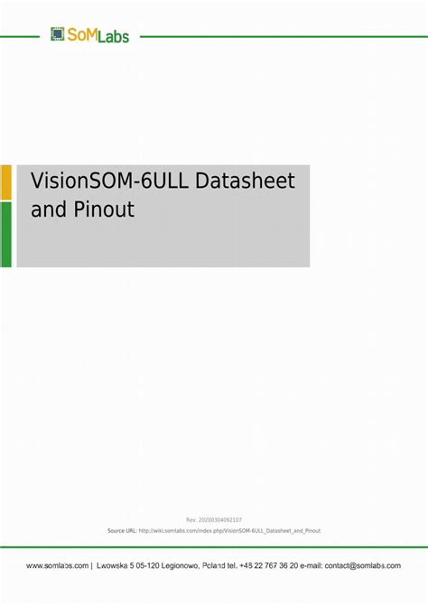 Pdf Visionsom Ull Datasheet And Pinout Somlabs Visionsom Ull