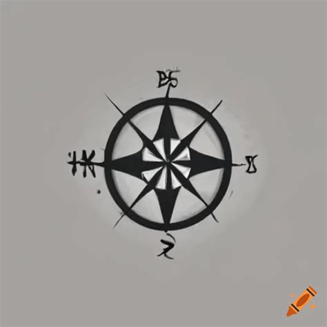 Minimalistic Black And White Compass Tattoo