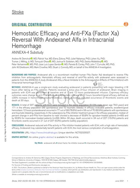 Pdf Hemostatic Efficacy And Anti Fxa Factor Xa Reversal With