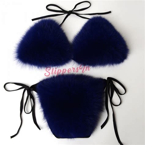 Fluffy Fur Bikini Adjustable Fur Bathing Suit