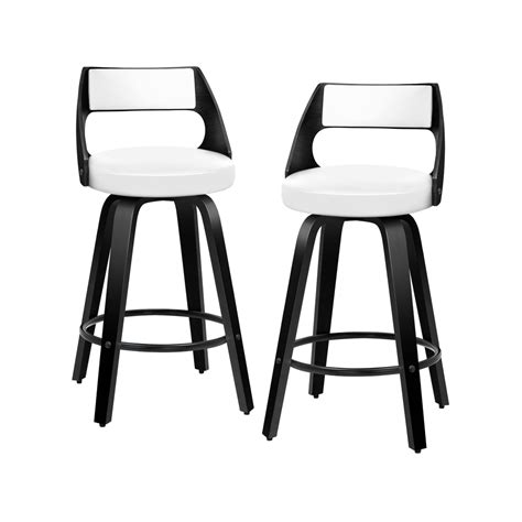 Alfordson Set Of 2 Eden Elegant Modern Style Bar Stools Whiteandblack