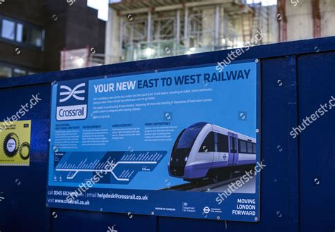 Poster On Crossrail Construction Site Central Editorial Stock Photo