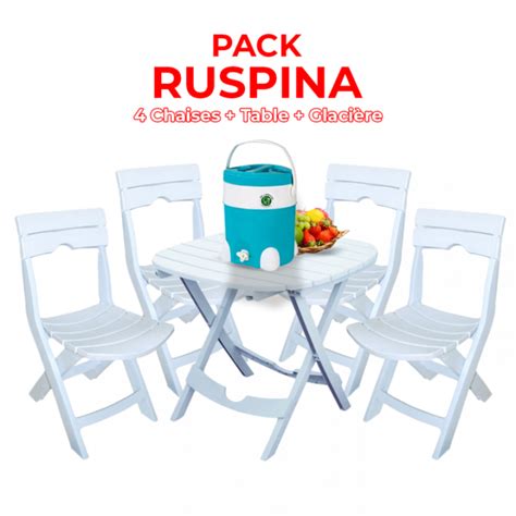 Pack Ruspina 4 chaises table glacière en Tunisie Numedia