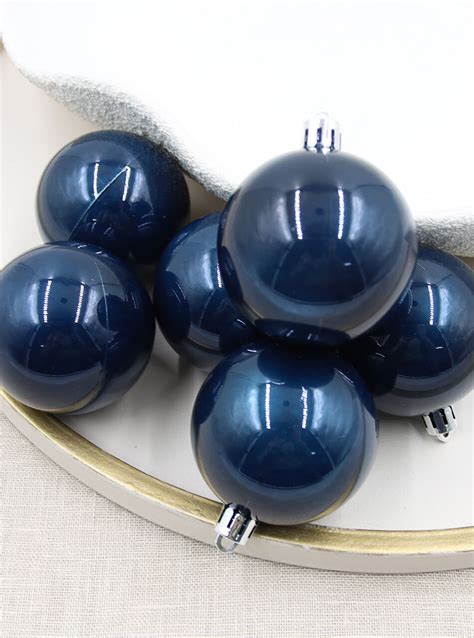 Midnight Blue Christmas Baubles 60mm Pearl Packs