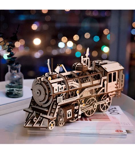 Rokr D Puzzle Locomotive Mechanical Gears Wooden Building Toy Kit