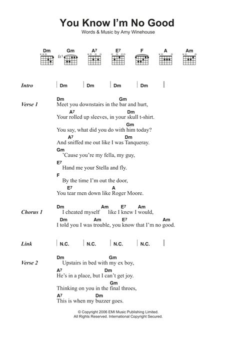 You Know I'm No Good by Amy Winehouse - Guitar Chords/Lyrics - Guitar Instructor