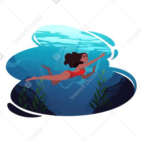 The girl is swimming underwater PNG, SVG