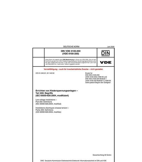 DIN VDE 0100-200 Errichten von Niederspannungsanlag - Teil 200 - DGWZ