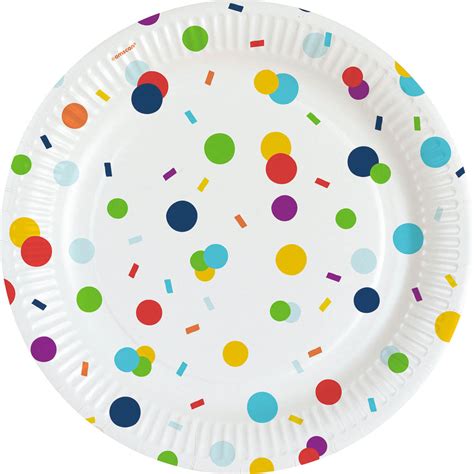 Amscan Talerze Confetti Birthday Owalne Papier 23 Cm 8 Sztuk