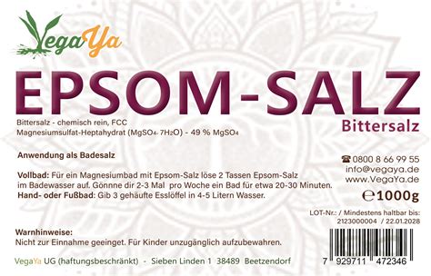 Epsom Salz Bittersalz Food Grade Kg Vegaya