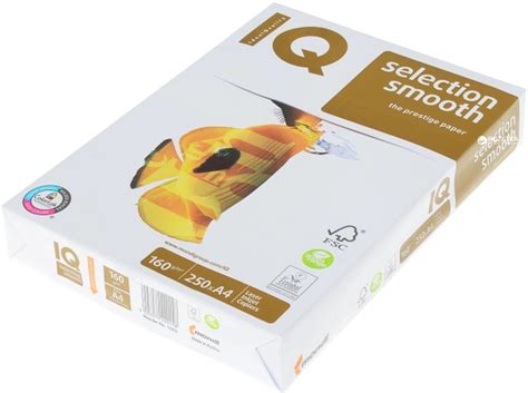 Бумага офисная IQ А4 160 г/м2 Selection Smooth 250 листов Белая ...