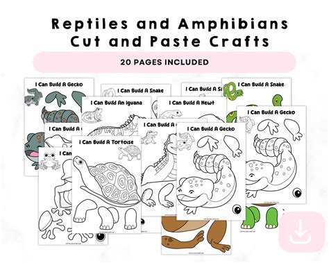 Printable Reptiles and Amphibians Cut and Paste Crafts – CrystalandComp