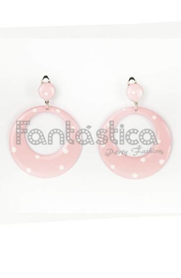 Light Pink Big Flamenco Earrings Printed With White Polka Dots Omega