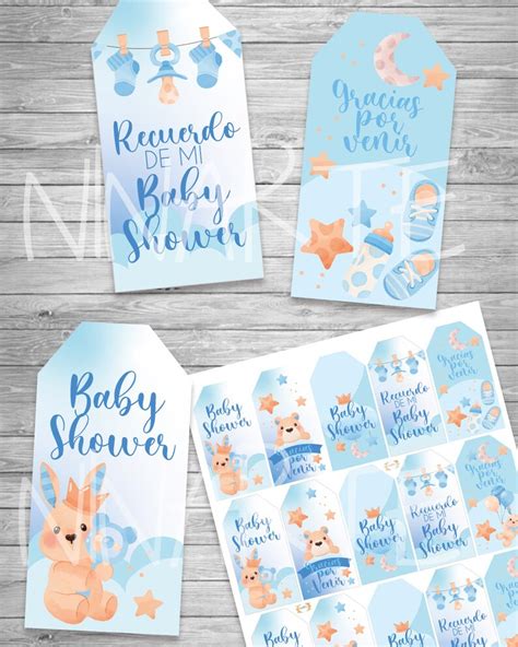 Kit Imprimible Baby Shower Varon Nene Celeste Etsy