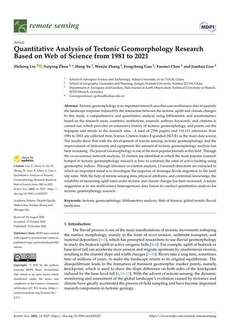 PDF Quantitative Analysis Of Tectonic Geomorphology Research Based On