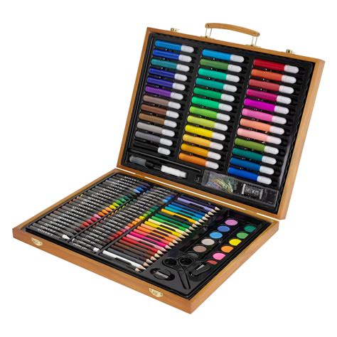 Mallette de dessin avec 150 pièces set peinture portable en bois art