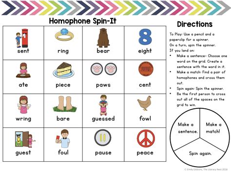 Spinner Games Homophone And Homonym Freebie Literacy Activities The Literacy Nest