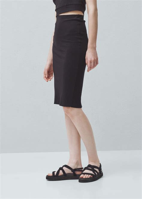 Lyst Mango Ribbed Skirt In Black