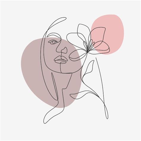 Premium Vector Woman And Flowers In Minimal Line Art Style