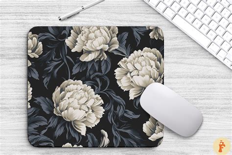 Peony Floral Gothic Pattern Mouse Pad Graphic By Foxmia · Creative Fabrica