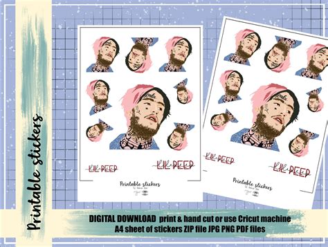 Lil Peep Printable Stickers Png  Pdf Sticker Sheet Etsy