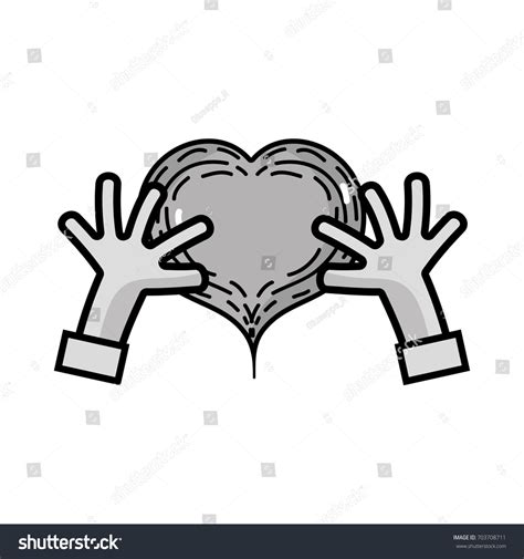 Line Hands Heart Love Symbol Stock Vector Royalty Free 703708711