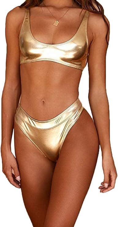 N C Conjunto de Bikini Sexy para Mujer Traje de baño de Cuero