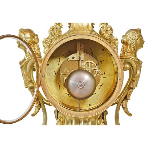 French Cast Bronze Cartel Mantel Clock Renaissance Antiques