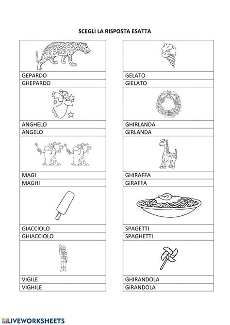 Chi Che Ci Ce Ghi Ghe Gi Ge Worksheet 1st Grade Worksheets