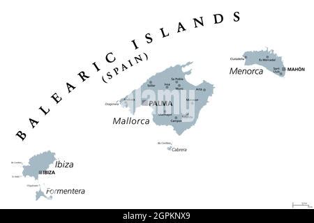 Balearic Islands Political Map Mallorca Ibiza Menorca And