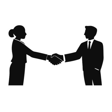 A black and white image of a man and a woman shaking hands | Premium AI ...