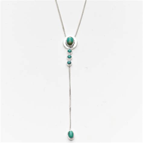 Collier En Argent 925 Et Pierres De Turquoise Perle De Jade