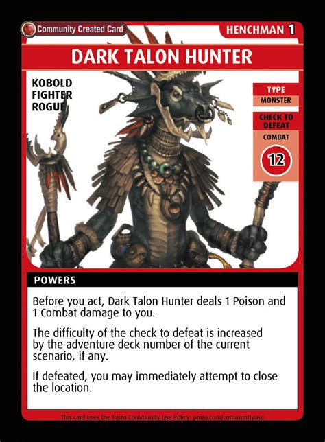 Dark Talon Hunter Custom Card Paizo Pathfinder Adventure Card Game Community Cards