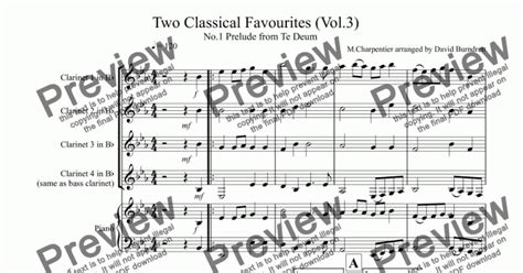 2 Classical Favourites For Clarinet Quartet Volume Three Buy Pdf