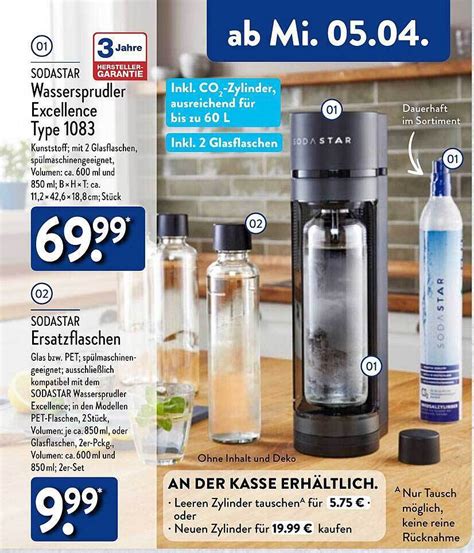 Sodastar Wassersprudler Excellence Type Oder Ersatzflaschen