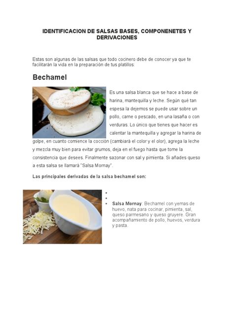 Salsas Bases En Cocina Pdf Salsa Ensalada