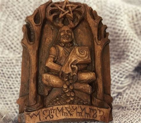 Cernunnos Statue Cernun Wood Horned God Celtic God Altar Statue Pagan