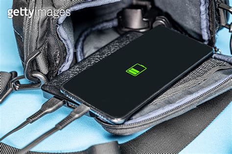 Smartphone Charging The Mobile Phone Is Charged From The Power Bank