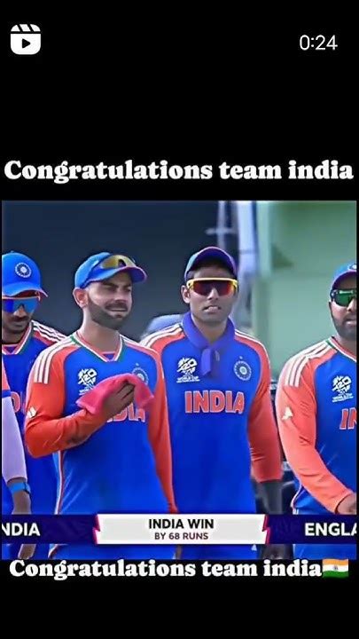 India Win T20 World Cup Congratulations 🤗🤗 Shorts Youtube