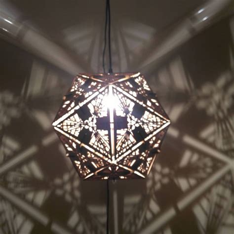 Icosahedron Hanging Pendant Shadow Lamp Geometric Lighting Wood Lamp Hanging Pendants