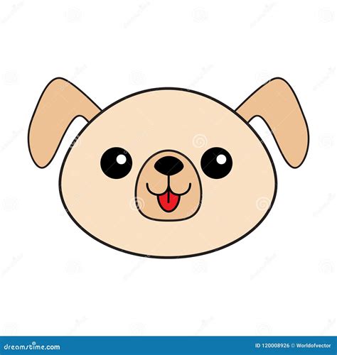 Dog Happy Round Face Head Icon. Contour Line Silhouette. Brown Color ...