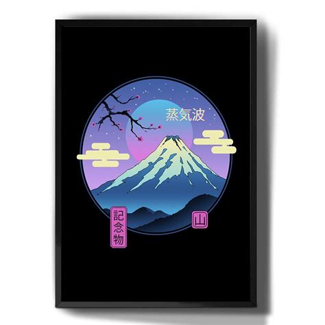 Quadro Decorativo Desenho Monte Fuji Arte Japonesa Para Sala Quarto No