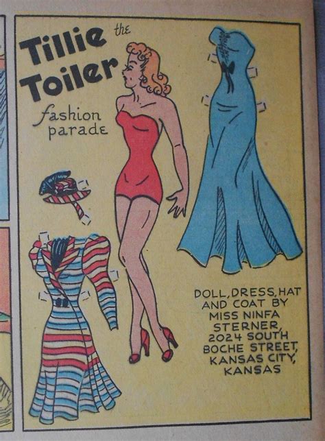 Tillie The Toiler With Uncut Paper Doll From 8 11 1940 Paper Dolls