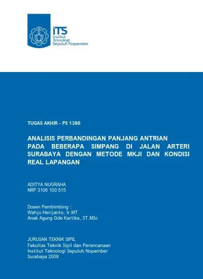 ANALISIS PERBANDINGAN PANJANG ANTRIAN PADA BEBERAPA SIMPANG DI JALAN