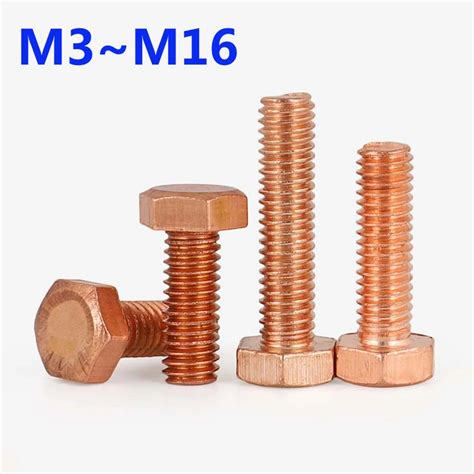 M3m4 M5 M6 M8 M10 M12 M16 T2 De Cobre Puro Exterior Hex Gono Parafuso