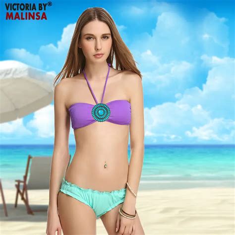 New Explosion Models Sexy Women Bikini Set Solid Blue Crystal Diamond