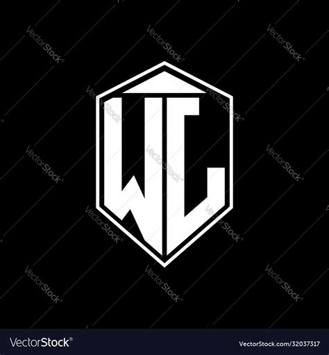 Wj Logo Monogram With Emblem Shape Combination Vector Image